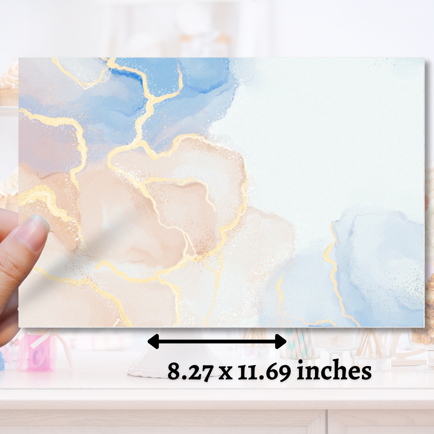 Blue Peach Marble Edible Image - Sugar Coated Canvas