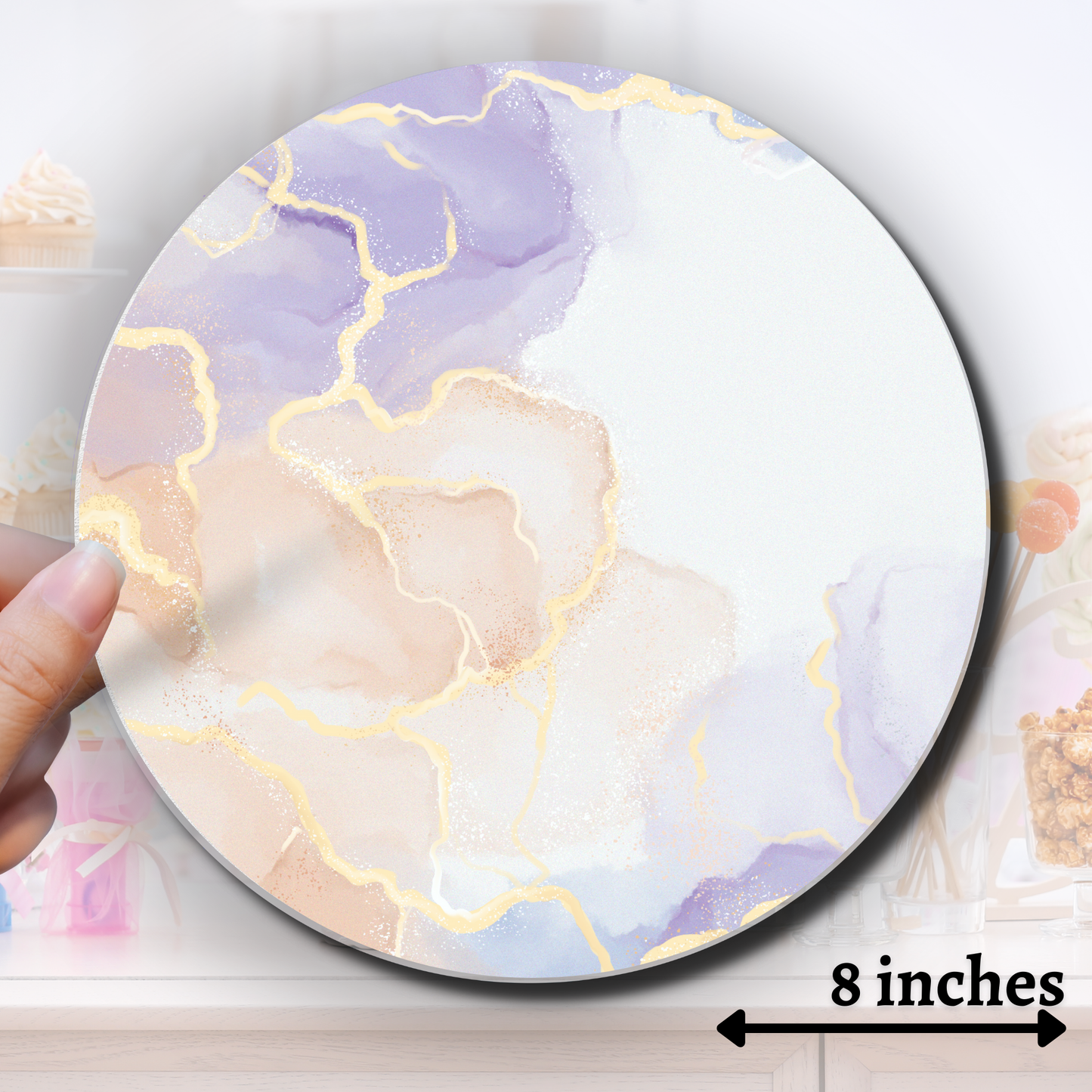 Purple Marble Circle Edible Image - Sugar Coated Canvas